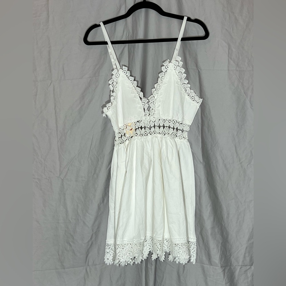 RAGA Anthropology White Lace-Trim Mini Dress - Picture 3 of 8